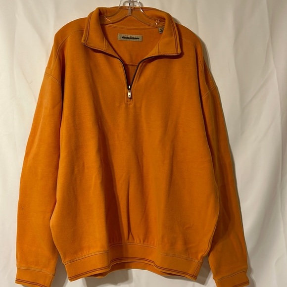 Tommy Bahama Men’s Size Large Dark Orange Quarter Zip Pullover Cotton Sweater - Picture 1 of 7